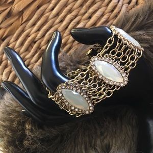 Marquis faux opal rhinestone gold chain bracelet